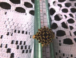 18 KT GOLD PLATED CLUSTER RUBY RED  RING SIZE 7